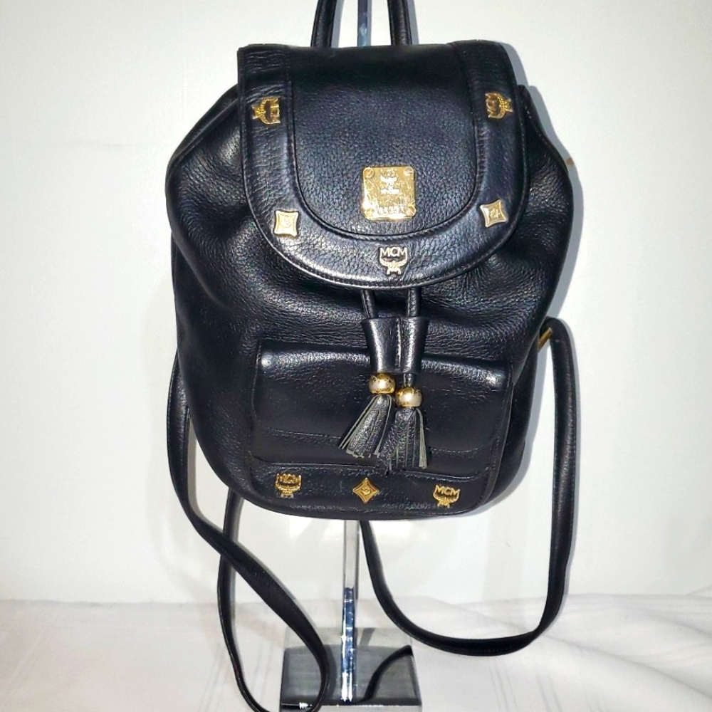 Mcm Leather Drawstring Back Pack Bag - image 1